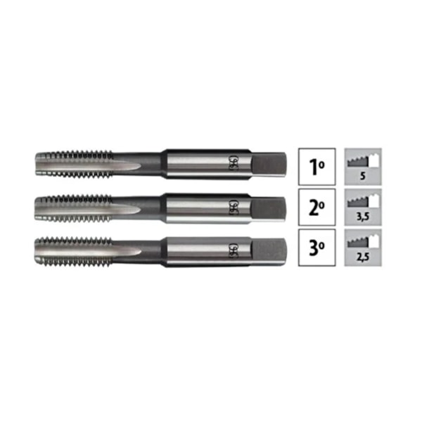Jogo de Macho Manual HSS BSW 5/16 x 18 Fios 3 Peças 3501 OSG -d67afcf0-e9fa-4e96-8d3d-b8aebdc0eb82