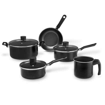 Jogo de Panela Antiaderente Pro Flon Ebony 5Pçs em Alumínio Preto 7190400 Brinox-5dabf480-cd33-46e5-b438-6debef38170e