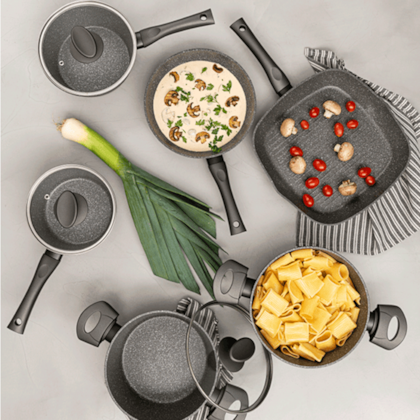 Jogo de Panela Cerâmica Antiaderente Orion 5Pçs em Alumínio Com Indução Preto 4813100 Brinox -062cd501-cc27-407c-9399-793e5b3585fa