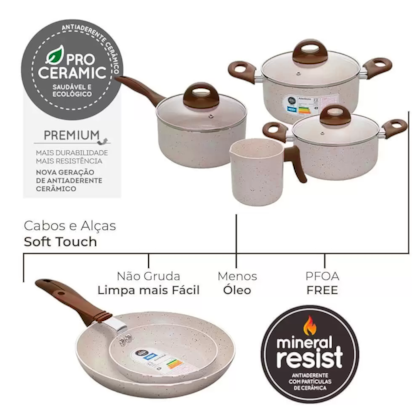 Jogo de Panelas 6 Peças Vanilla Cerâmic Life Smart Plus em Alumínio 4791/102 Brinox-91845d0f-7276-44f9-b74a-825df93eba05