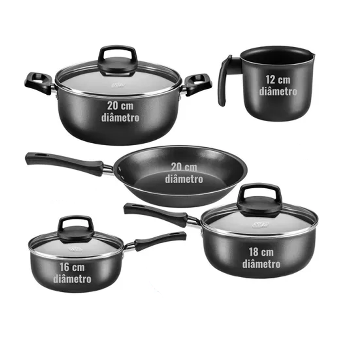 Jogo de Panelas Antiader. Superflon 5 Pcs Grafite 5681 Mta | Ultra
