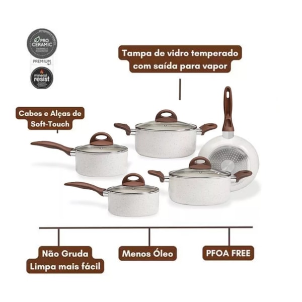 Jogo De Panelas Antiaderentes de Indução Em Aluminio Smart Plus Vanilla 5Pçs 4774101 Brinox-c738355f-3f91-4cc4-9073-1c92afcca822