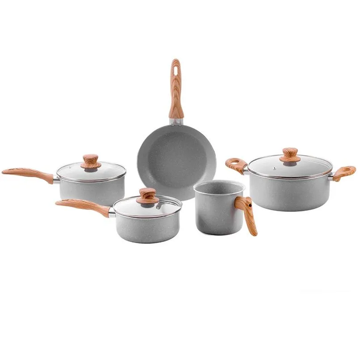 Jogo de Panelas Cerâmic Life Easy Em Alumínio 5pçs Gris 4789/126