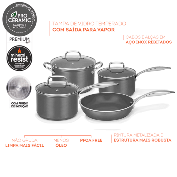 Jogo de Panelas Cerâmic Life Unique Alumínio Antiaderente Indução 4pçs 4793/101 Brinox-7cd6e23a-e493-476a-952f-f7051c255175