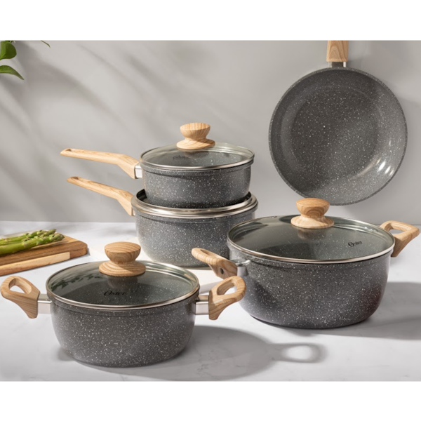 Jogo de Panelas Marble Edition com Revestimento Cerâmico Alumínio 5Pçs Dark Grey 130062.09 Oster-1698f663-276e-4961-9044-f8eeb1c35a41