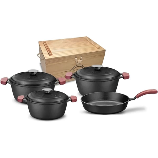 Jogo de Panelas TVT Em Ferro Fundido Para Forno/Fogão 4pçs Com Tampa De Ferro 8419 MTA-4e30fbe4-672b-45be-964e-702411542744