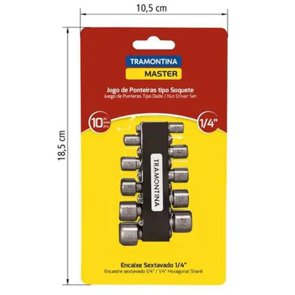 Jogo de Ponteira Master 10 Peças Tipo Soquete 43615/110 Tramontina Master-9b3b6240-3673-4fb1-9fbc-e4043c8dfa23