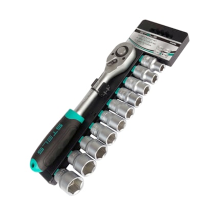 Jogo de Soquete 10A22MM Com Chave Catraca 1/2