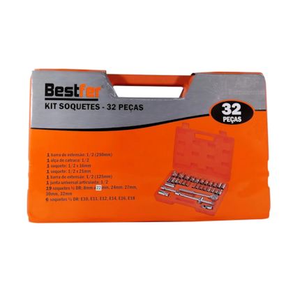 Jogo de Soquete Encaixe 32pçs Estriado  1/2 BFH1880 Bestfer-cdd611cb-5ee1-4a36-8b7a-99d39b365fb2