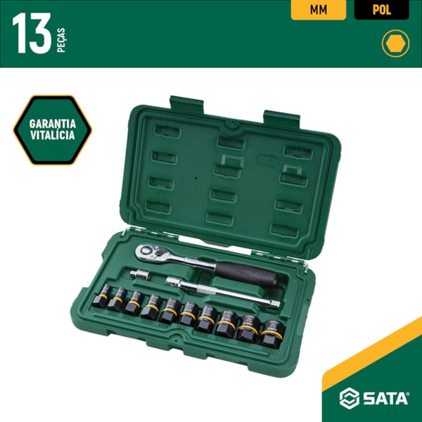 Jogo de Soquetes de Extração 1/4 e 3/8 23 Pçs ST09138 Sata-db4b17b6-9056-4cfb-b6cd-cda7d3fadd03