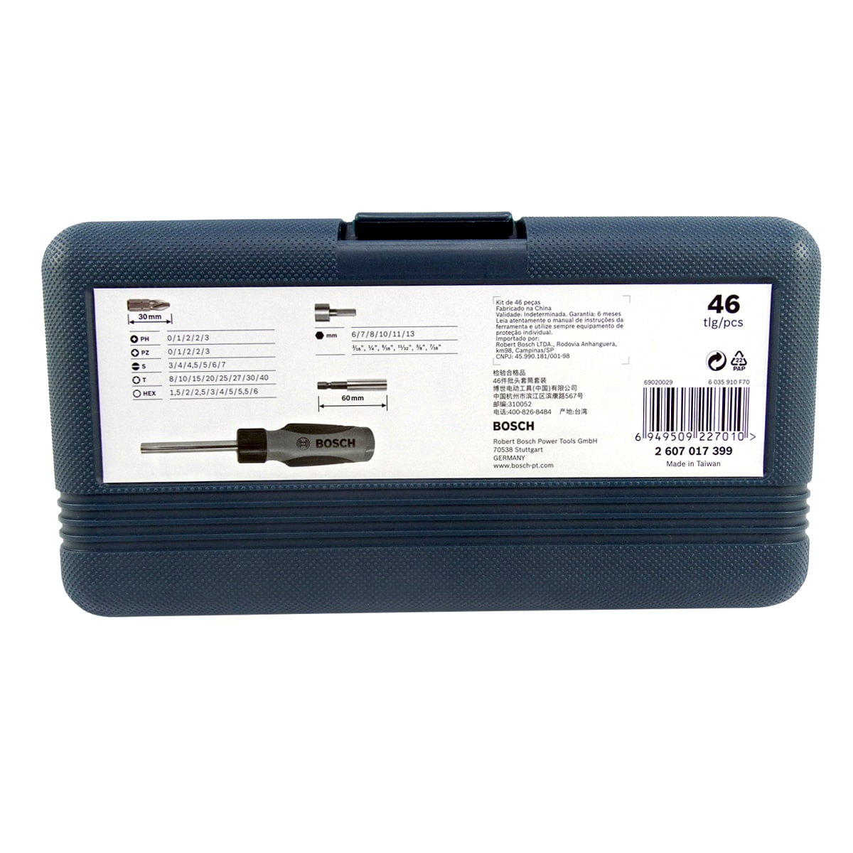 Jogo de Soquetes e Bits com Chave manual 46 Peças 2607017399 Bosch