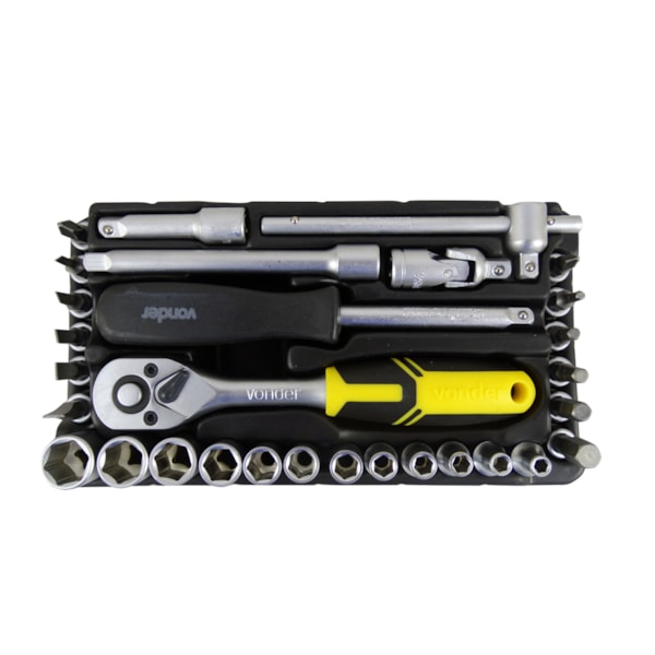 Jogo de soquetes sextavado encaixe de 1/4