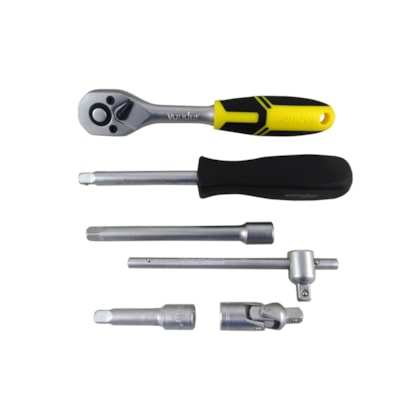 Jogo de soquetes sextavado encaixe de 1/4