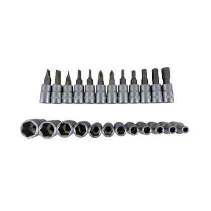 Jogo de soquetes sextavado encaixe de 1/4
