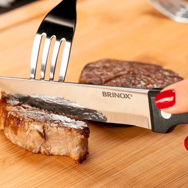 Jogo de Talheres Jumbo Churrasco em Aço Inox 8Pçs Preto 2554/308 Brinox-2a35abed-efec-4e5c-869d-d9357cc8d06a
