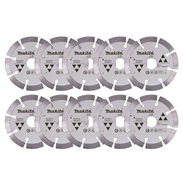 Kit 10 Discos Diamantado 105MM x 20MM Segmentado D-44351 Makita-1ee5a99e-4187-4565-8339-9b52e4d1bbfe