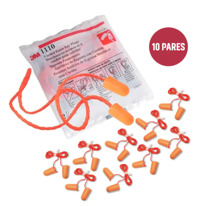 Kit 10 Protetor Auricular de Espuma com Cordão H0002053355 3M