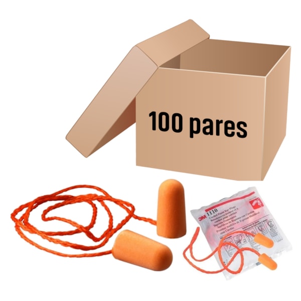Kit 100 Protetor Auricular de Espuma com Cordão 3M-625e0319-ad90-4dca-8a39-aeecf2e040d0