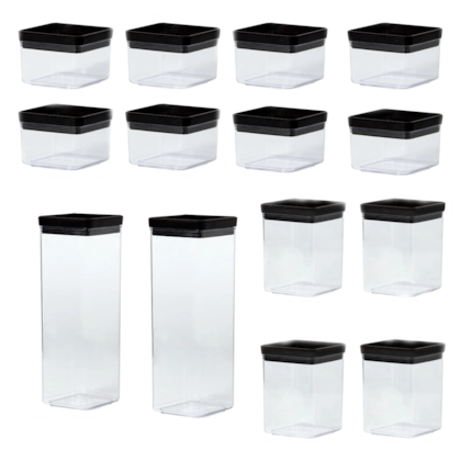 Kit 14 Potes Herméticos Quadrados Lumini Black 1949 Paramount-04f8ece9-02b4-46dc-8c9b-8fdc75822e26