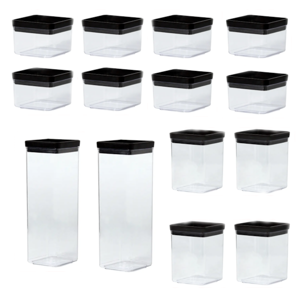 Kit 14 Potes Herméticos Quadrados Lumini Black 1949 Paramount-d6eb337d-0767-451a-920b-0a0d5a9eec30