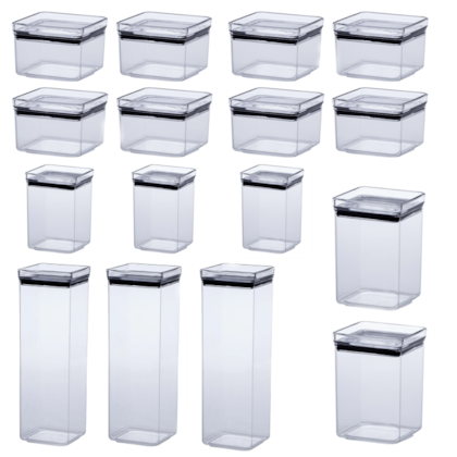 Kit 16 Potes Herméticos Quadrados Lumini Paramount-4792699e-b235-4bd2-baf5-bd045b3865f5