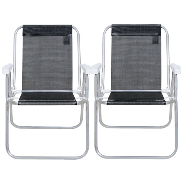 Kit 2 Cadeiras de Praia Alta Lazy Alumínio Preto Sannet 23507 Bel-09104300-6549-4bf5-81b7-37927870c236