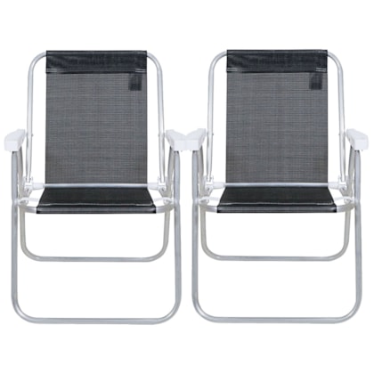 Kit 2 Cadeiras de Praia Alta Lazy Alumínio Preto Sannet 23507 Bel-68ff5ccd-ea1b-4993-97cf-dd40cabca8bc