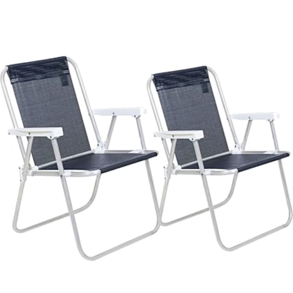 Kit 2 Cadeiras de Praia Alta Lazy Alumínio Preto Sannet 23507 Bel-96467985-ef8b-4d00-bb4d-52fbc4e5bd1a