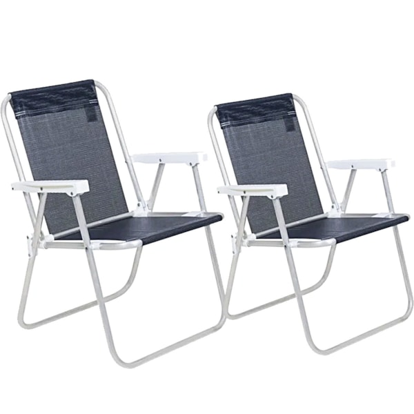 Kit 2 Cadeiras de Praia Alta Lazy Alumínio Preto Sannet 23507 Bel-e5800e2b-623c-4a65-8496-a26d8713f595