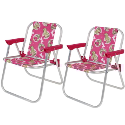 Kit 2 Cadeiras de Praia Dobrável Infantil em Alumínio Barbie Verão Bel-aa771e35-0806-4821-850c-62c1e244ee8f