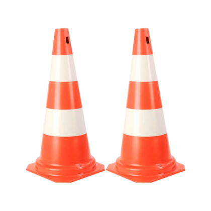 Kit 2 Cones de Sinalização Laranja Branco 75cm Plastcor