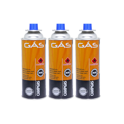 Kit 3 Cartuchos Refil de Gás Para Fogareiro e Maçarico CAMPGAS 280560 NTK Nautika	