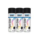 Kit 3 Tintas Spray Super Color Preto Fosco Uso Geral 350ml Tekbond