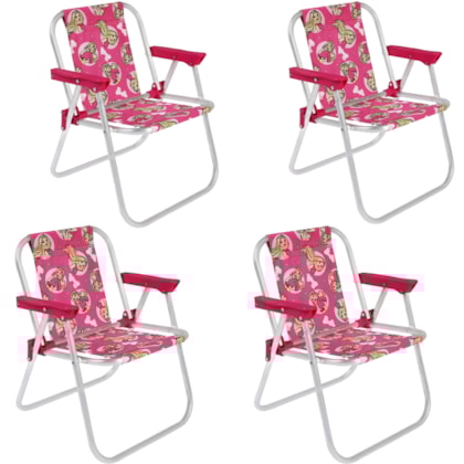 Kit 4 Cadeiras de Praia Dobrável Infantil Barbie Belfix-cc9d0129-12c2-4ee5-a589-02ed301a89e7