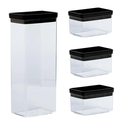 Kit 4 Potes Herméticos Retangular Lumini Black 1954 Paramount-9084a010-965d-446d-adb1-c5eccadd3e45