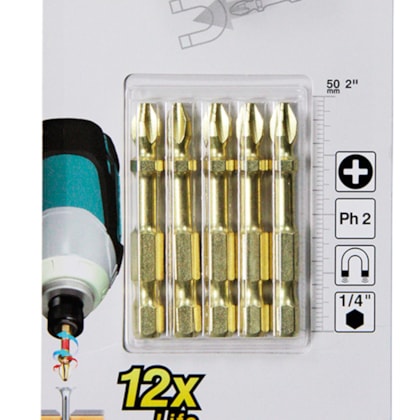 Kit 5 Bits de Torção PH2 Com Adaptador Imantado B-42488 Makita-679db983-266d-4af5-9780-dc686000c699