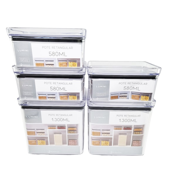 kit 6 Unidades Pote Porta Grão Feijão Tempero Acrílico Hermético-6717f7bd-a279-4977-aa26-00189762b6ec