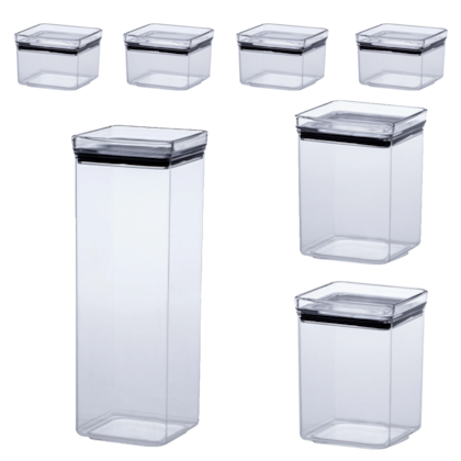 Kit 7 Potes Herméticos Quadrados Lumini 1941 Paramount-952a8d8a-45a4-4462-ba82-661128cfea08