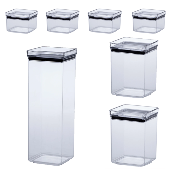 Kit 7 Potes Herméticos Quadrados Lumini 1941 Paramount-5248c0c4-d0f6-48f2-ae68-0337f7e4e87f