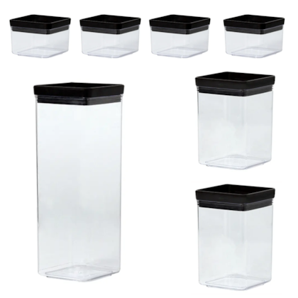 Kit 7 Potes Herméticos Quadrados Lumini Black 1946 Paramount-05b32895-ed79-462f-94af-74feaa7a509c