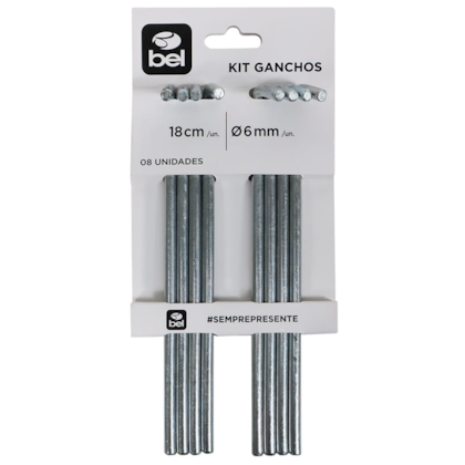 Kit 8 Ganchos Espeques 6mmx18cm Multiuso 107800 BelFix-a94b013f-e9c7-4906-97e8-3762d44716e2