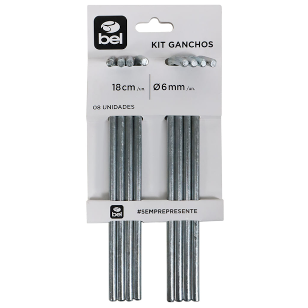 Kit 8 Ganchos Espeques 6mmx18cm Multiuso 107800 BelFix-3c939754-c6bc-4d30-981a-7feecbb93b35