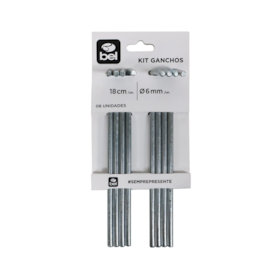 Kit 8 Ganchos Espeques 6mmx18cm Multiuso 107800 BelFix