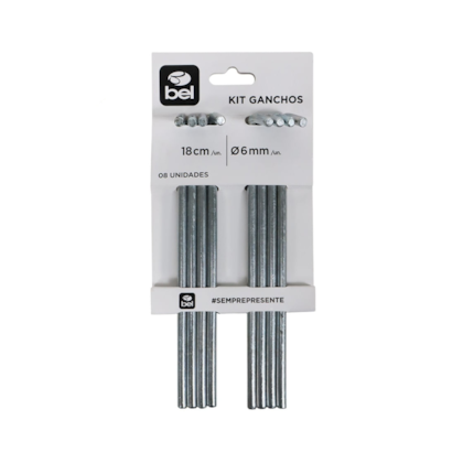 Kit 8 Ganchos Espeques 6mmx18cm Multiuso 107800 BelFix