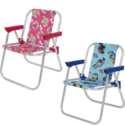 Kit Cadeira de Praia Infantil Barbie e Hot Wheels Verão Bel