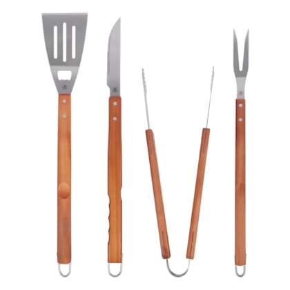 Kit Churrasco Barbecue Em Aço Inox Com Cabo de Madeira 4Pçs 256800 BelFix-f08c72ec-da80-4457-bdc5-758306181bcc