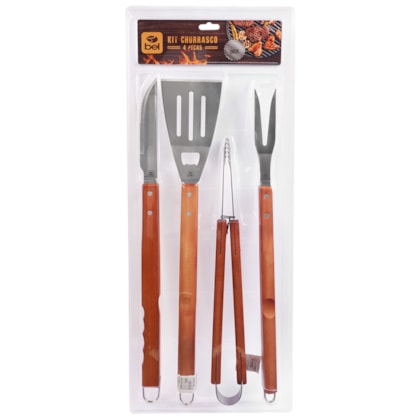 Kit Churrasco Barbecue Em Aço Inox Com Cabo de Madeira 4Pçs 256800 BelFix-6c26f1a4-f278-4381-a09a-c32cb3b438bf