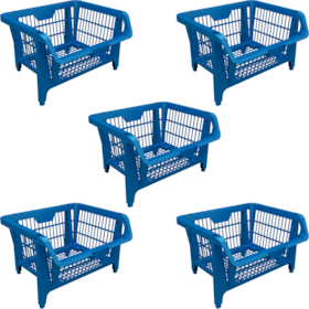 Kit com 5 Cestos Expositores Prático Pequeno Azul 42503 Presto