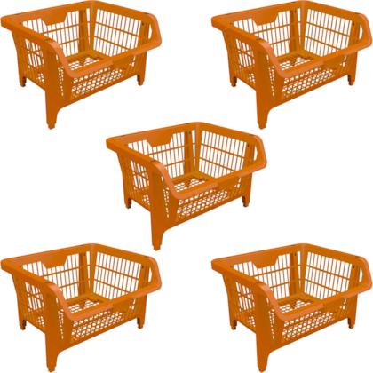 Kit com 5 Cestos Expositores Prático Pequeno Laranja 42517 Presto-49c8287f-ae83-4e90-93bb-256e11f9a268