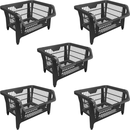 Kit com 5 Cestos Expositores Prático Pequeno Preto 42504 Presto-649e4f11-e398-4b09-b0ec-dab54a4482b0